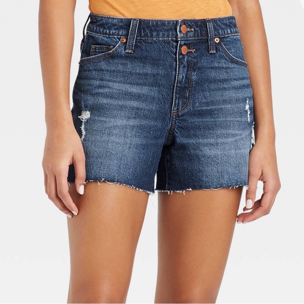 Women's High-Rise Vintage Midi Jean Shorts - Universal Thread Dark Wash 14. NWT